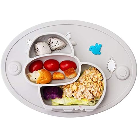 ivided Toddler Plates - Portable Non Slip Suction Plates Placemat for Children Babies and Kids BPA Free Baby Dinner Plate Bowl Cover