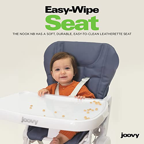 Image of Joovy Nook NB High Chair Featuring Four-Position Adjustable Swing Open Tray, 3-Position Reclining Seat, and Front Wheels for Added Mobility - Folds Down Flat for Easy Storage, Jet