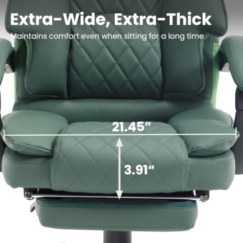 Image of Big Tall Reclining Office Chair with Footrest, Green