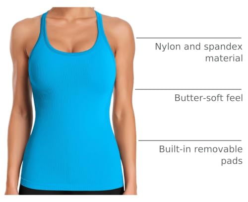 Image of ATTRACO Ribflex Ribbed Workout Tank Tops for Women with Built in Bra Racerback Scoop Neck Athletic Top