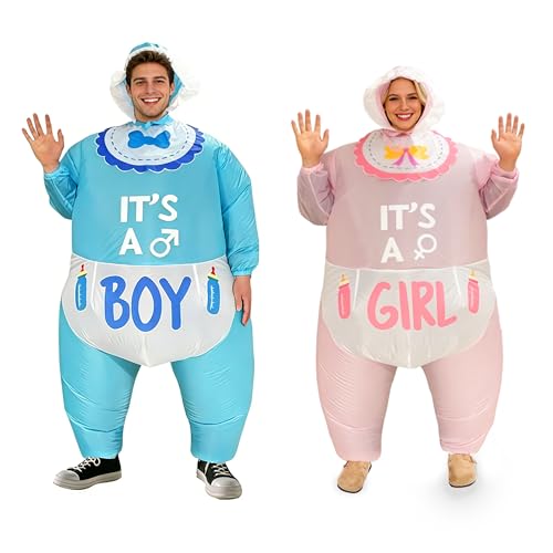 Daywhote Blow Up Baby Costume Twin Pack for Adults - Hilarious Gender Reveal & Baby Shower Outfit Party Costume for Halloween