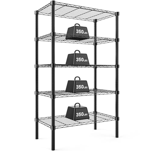DUMOS 5 Tier Metal Wire Rack Shelf Heavy Duty Standing Shelves Adjustable Steel Closet Shelving Unit Organizers and Storage for Kitchen Bathroom Pantry Office, 13.78″ D x 35.43″ W x 69.29″ H