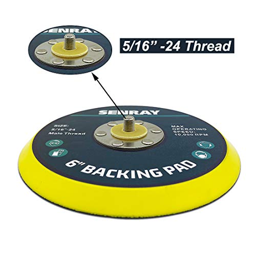 Senray 6 Inch Dual-Action Hook & Loop Molded Urethane Flexible Backing Plate For Random Orbital Sander Car Polisher - 2 Pcs Set #TOP1