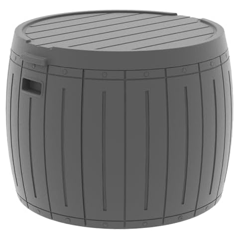 Mrosaa Deck Box Round, Patio Table, Waterproof Outdoor Storage Box for Kid Toys, Patio Furniture, Pool Tools, Outdoor Uses, Sports Equipment, Waterproof and UV Resistant Resin, 27 Gallons Grey… Cover