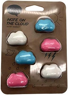 CHICAN Fridge magnet, Refrigerator magnets, magnetic stickers, cartoon cute creative fruit animal food magnetic stickers, message board magnets, memo sticky notes (6 cloud refrigerator stickers)