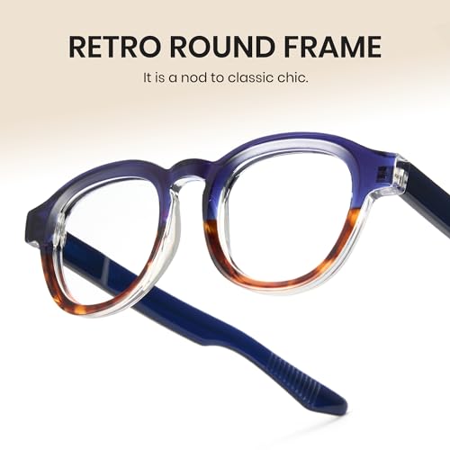 Image of Cyxus Blue Light Glasses Fashion Round Computer Blue Ray Blocking Glasses Tr90 Frame Anti Glare Strain For Men Women 8553