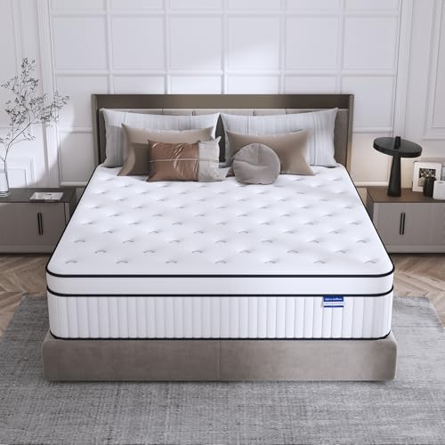 Image of Full Size Mattress, 10 Inch Luxury Full Mattress in a Box, Cooling Memory Foam Mattresses with Individual Pocket Coils, Pressure Relief, Medium Firm, Fiberglass Free, 365-Night Trial
