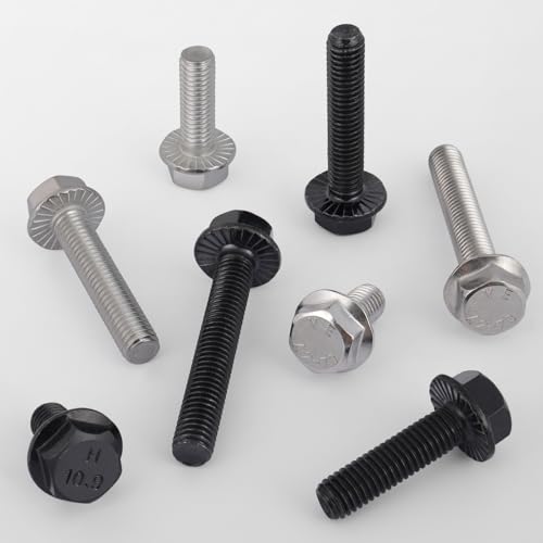 image for VGBUY M10-1.5 x 40mm Flanged Hex Head Bolts,Class 10.9 Black Zinc Plat