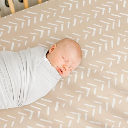 Image of GRSSDER 100% Cotton Muslin Crib Sheet 2 Pack - Breathable & Ultra-Soft Fitted Crib Sheets for Standard Baby & Toddler Mattresses, 52 inchx28 inch with 9 inch Deep Pocket, Snug Fit All-Around Elastic