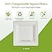 ECOLipak 150 Piecs Compostable Square Plates, 6 inch Eco-friendly Heavy Duty Biodegradable Sugarcane Disposable Paper Plates for Party Dinner Birthday 3
