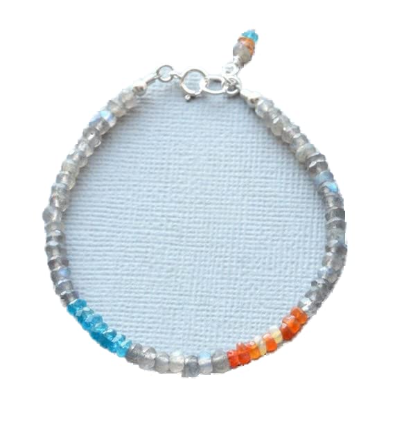 Bracelet labradorite et opale de feu mexicaine pour un style bohème chic