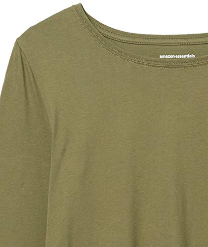 Amazon Essentials Women's Classic-Fit 100% Cotton Long-Sleeve Crewneck T-Shirt, Olive, Large