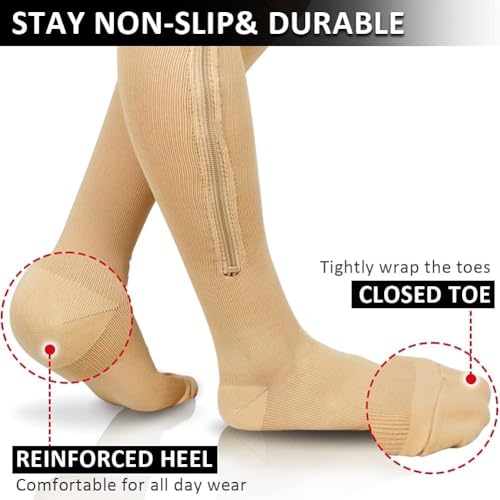 Image of Ailaka Medical 15-20 mmHg Zipper Compression Socks Women Men