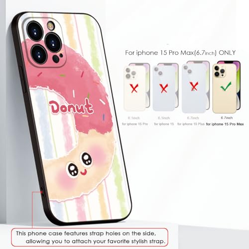Donut Pattern Phone Case for iPhone 15 Pro Max - Pink Frosting with Colorful Sprinkles, Soft Cute Protective Cover for Girls & Women (B1-Cartoon Cute Donut)