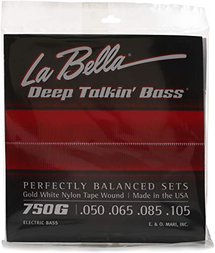 La Bella DTB Doré en nylon Blanc ruban Wnd 4-str 50–105 (Long Échelle) - Les Beatles, Paul McCartney, John Lennon, RIngo Starr, George Harrison La Bella DTB Doré en nylon Blanc ruban Wnd 4-str 50–105 (Long Échelle)