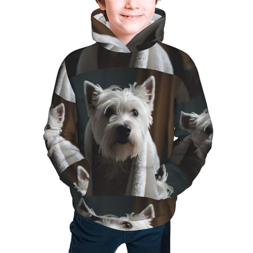 Dog Wrapped in Towel 1 Kid Hoodies Boys Sweatshirts Girls Pullover with Pocket3