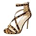 HNHN Femmes Bout Ouvert Bride à la Cheville léopard Talons Hauts Sandales élégantes Chaussures de fête de Mariage Chaussures Décontractées pour Femmes Appartements Confortables