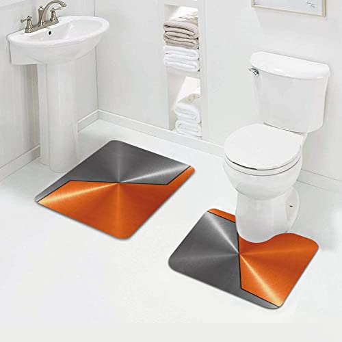 FALOME 2-teilige rutschfeste Badematte,Orange und graues Maschinenstrukturbild im 3D-Stil, detaillierte, lebendige… – Bild 3