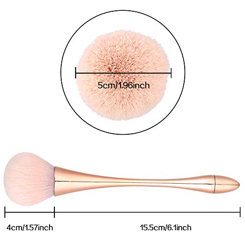 hugttt 2 Pcs Large Mineral Powder Brush, Bronzer Kabuki Makeup Brush, Soft Fluffy Foundation Brush, Professional Powder Brush and Blush Brush for Daily Makeup, Rose Gold - Image 4