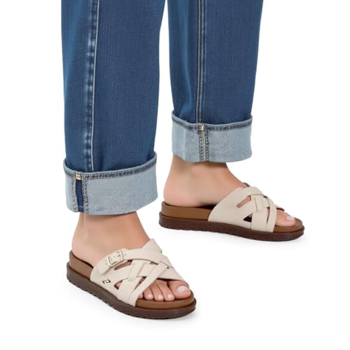 Image of KazarMax Premium Women's Effortless Comfort | Strappy Slide Sandals | Cushioned Footbed | Lightweight | Slip-On Sandals