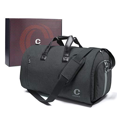Crospack Carry on Garment Bag for Travel,Upgraded 55L Garment Bag Convertible Suit Duffle Bag for Airplane, Suit Bag for Men Dark Grey