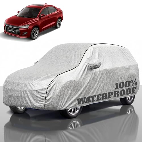 Image of Premium Polyester Car Cover Dzire All-Weather Protection from Rain, Dust & Sun | UV Resistant Fabric | Full Body Secure Fit for Outdoor & Indoor Parking Silver