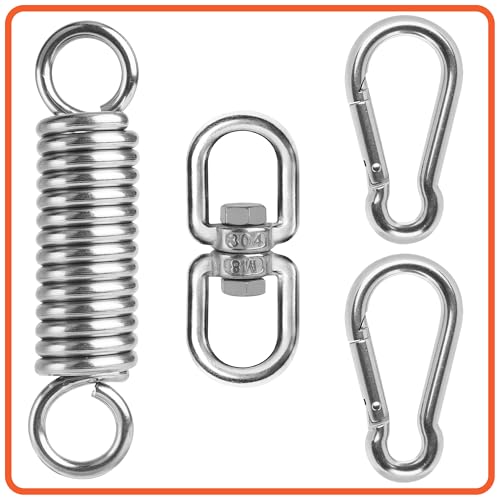 DesertBoy 150MM Kit per Appendere Amaca Molla Oscillante per Poltrona Sospesa con Gancio Girevole a 360° e M8 Moschettoni Fino a 300 kg,Sedia Sospesa Gancio Molla per Boxe Yoga