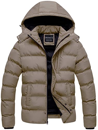 CREATMO US Jaqueta masculina acolchoada à prova d'água, parca de ...