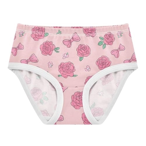 Wusikd Pink Roses Bows Cute Girls' Underwear Cotton Girls Briefs Soft Toddler Underwear 2T - Main Image