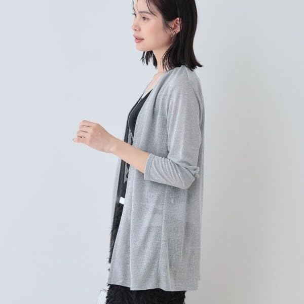 [インディヴィ] カーディガン/ボレロ 【洗える/シアーストライプ柄】 着流しジャージカーディガン 12731004 レディース