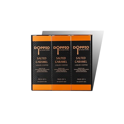 Korebi Coffee Doppio Salted Caramel - Artisan Instant Liquid Coffee Concentrate| 100% Arabica | Make in 30 Secs | Hot or Cold | With or Without Milk | 3 Boxes [300ml](TOTAL- 15 Sachets, 20 ML/Sachet)
