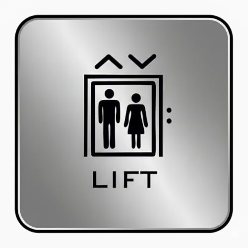Image of Premium Brushed Silver Black Finish LIFT Acrylic Signage 6 Inch Self-Adhesive Sign For Business Shop Stores Cafes Shops Hospital School Office Hotel Restaurant Hotel Company Malls