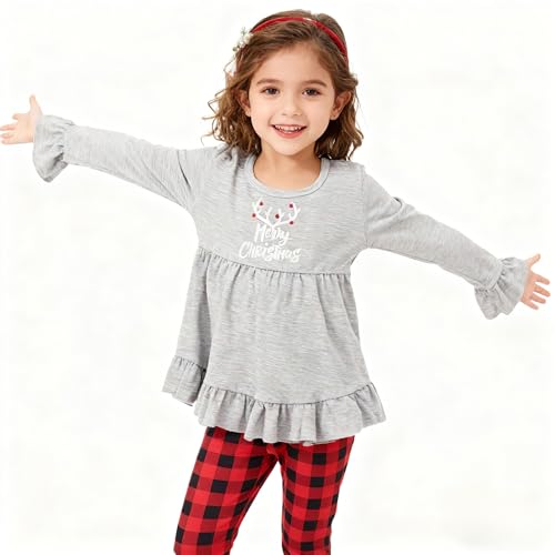 Image of Axumity Kid Girl Clothes Ruffle Sleeve Top Floral Allover Pants 3-9 Years Fall Outfit Set