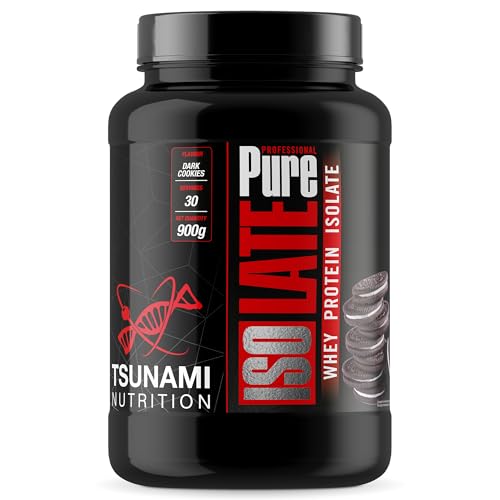 Tsunami Nutrition Isolate Pure Professional, Proteine Isolate del Siero del Latte, Senza Glutine, Senza Lattosio, Con DigeZyme e LactoSpore (900g, Dark cookies)