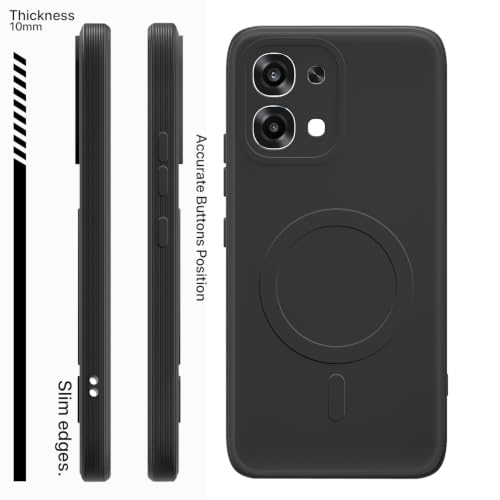 Image of Pikkme Back Cover for Oppo F31 5G / Oppo F33 5G Soft Matte Silicone Mag-Safe Design (Mag-Safe Not Support) Camera Protection | Slim Fit Bumper Cover (Black)