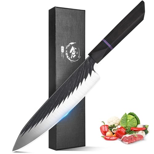 ROCOCO Japanese Chef Santoku Knife - Hand Forged Sharp Cooking Knives Meat Cleaver Professional for Home Kitchen 7.5" Father Mother Birthday Christmas Gift