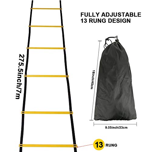 Teenitor 13 Rung Agility Ladder Speed Ladder Training Ladder for Soccer, Speed, Football Fitness Feet Training Carry Bag
