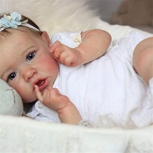Thorugod Lifelike Reborn Baby Dolls - 18 Inch Soft Weighted Vinyl Body Newborn Girl Saskia with Realistic Veins, Handmade Reborn Doll Toy for Kids Age 3+