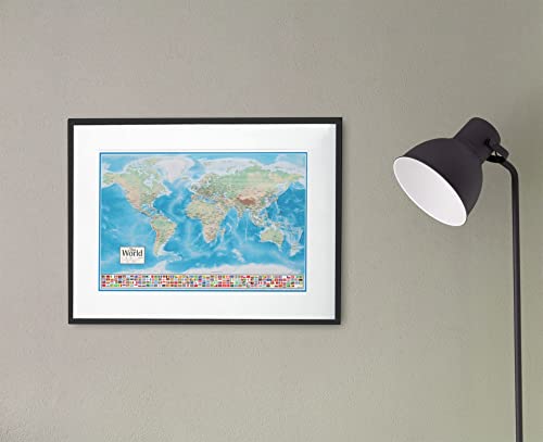 Image of World Map Poster Country Countries Continents With Flags Decor Picture Cool Wall Art Print Poster 18x12