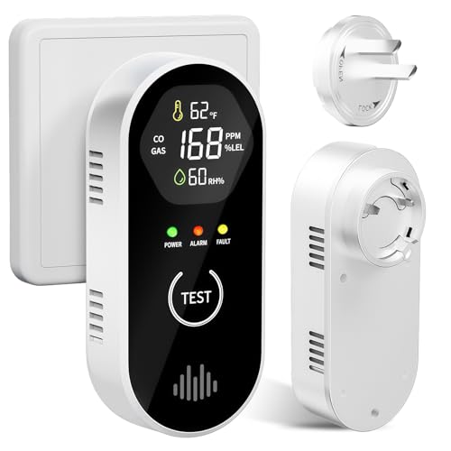 Carbon Monoxide Detectors Plug in, 4-in-1 CO & Natural Gas Leak Detector, 85dB Loud Alarm, Digital Display, Portable, Easy Install, Suitable for Home, RV, Camper, Ensures Peace of Mind