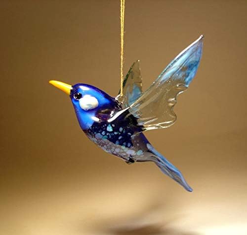 Glass Blue Bird Bluebird Hanging Figurine Ornament
