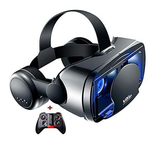 VRG Pro 3D VR-glasögon, VR-headset Virtual Reality-headset för iPhone och Android 5.0-7.0 tum Spela dina bästa mobilspel och 360-filmer med mjuk alla Android-smarttelefoner och bekväma,C