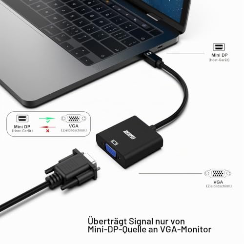BENFEI Mini DisplayPort auf VGA Adapter, Mini DisplayPort(Thunderbolt kompatibel) auf VGA Adapter für ThinkPad SurfacePro usw.