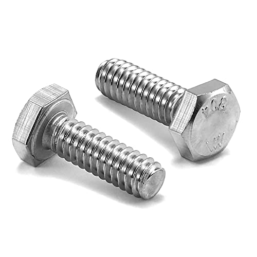 Image of M10 Hex Bolt, M10-1.5 x 35mm Hex Head Screw Bolts, 304 Stainless Steel, Fully Threaded, Plain Finish, Hex Tap Bolts 5Pcs (M10x35mm)
