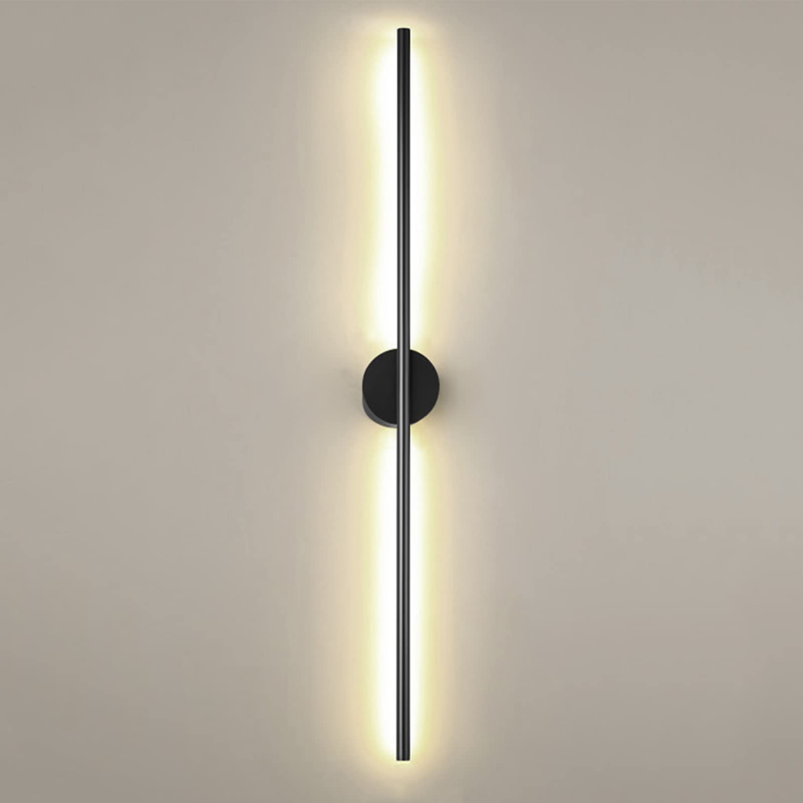 MHXZKHL Long Strip LED Wall Lamp, Modern Nordic Style Linear Wall Light Aluminum Wall Sconce for Stairs, Bedroom, Living Room Background Decoration,Black+Cool White-100CM 17W — image 1