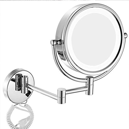 SANLIV 8 Inch LED Lighted Wall-Mounted Makeup Mirror  Two Sided Shaving Mirror 7X Magnification, Polished Chrome