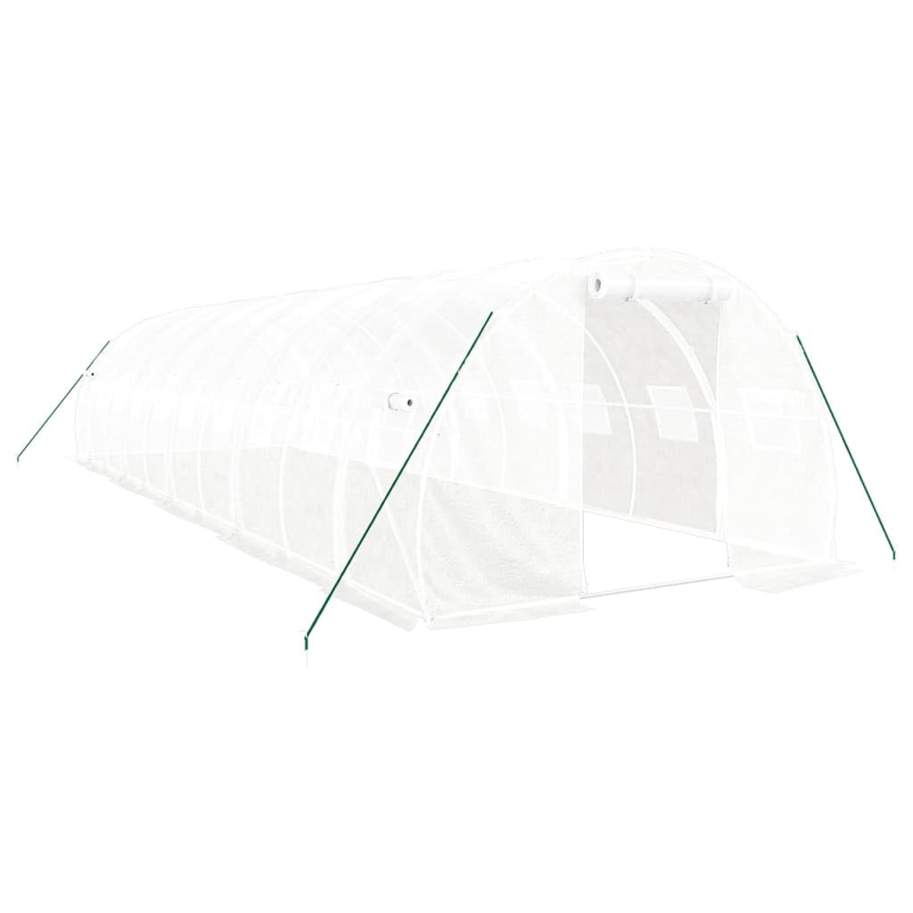 Homgoday Invernadero con Estructura de Acero Blanco 30 m² 10x3x2 m, Invernadero Caseta Jardín Terraza Plantas Semilla Cultivo Huerto Verduras Cubierta Casero