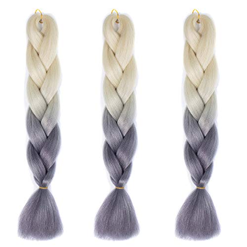 Feibin 全30色 ウィッグ エクステンション 3本セット ブレイズ 編み込み グラデーション 三つ編み ヘアアクセサリー 盛りアップ つけウィッグ かつら 毛束 ウィッグ つけ毛 ヘアアクササリー ヒップ ホップ レゲエ ダンス ヘアアレンジ