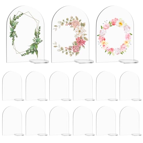 Kayqbonke 15 Piezas Soporte Transparente Placa Acrílica, Marcasitios Boda con 15 Etiquetas, Soporte Vidrio Acrílico Bodas, Señales Mesa Acrílico Transparente para Bodas, Fiestas, Reuniones, Oficina