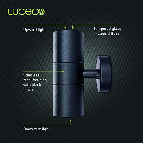 Iluminación de pared Luceco decorativa exterior negra con zócalo GU10 IP54 6